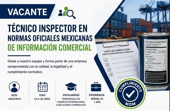 Tecnico inspector en noms oficiales mexicanas de informacion comercial
